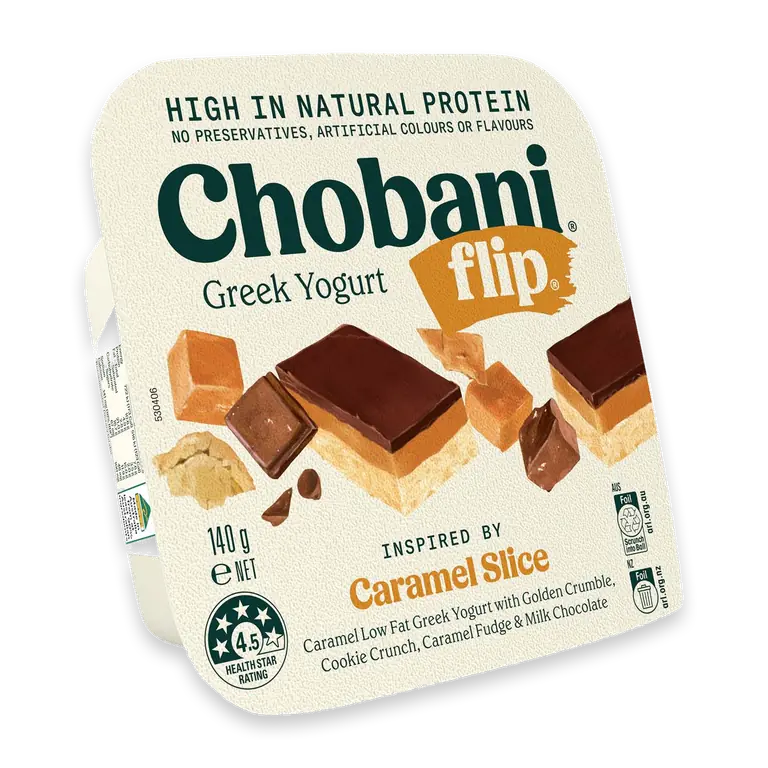 Flip Greek Yoghurt Caramel Slice