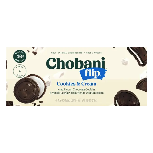 Flip Low Fat Cookies & Cream Greek Yogurt Cups - 4 ct