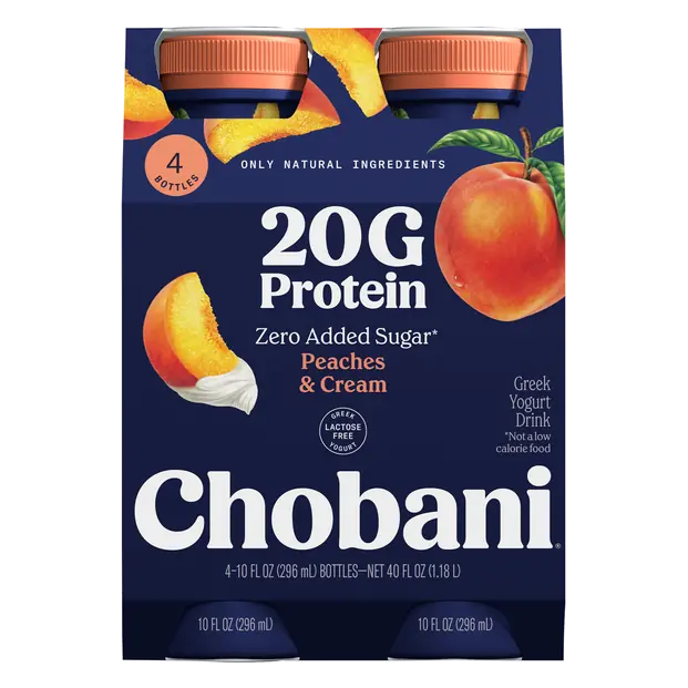 Lowfat Peaches & Cream 20g Protein Greek Yogurt Drink - 4 pk