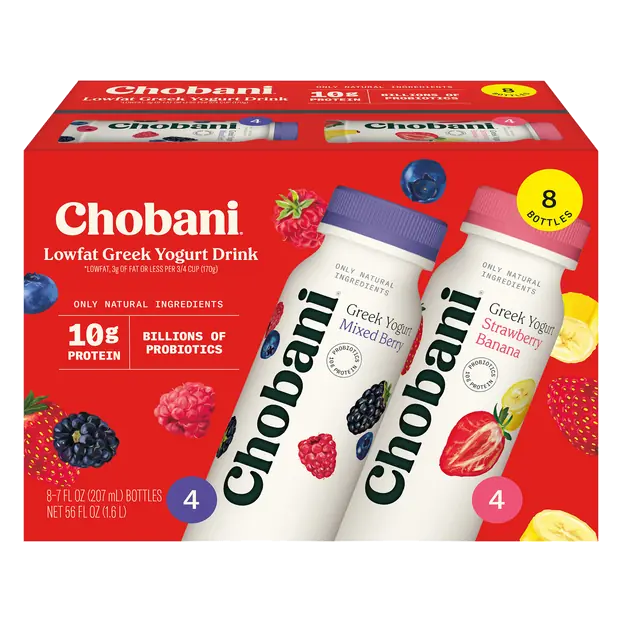 Mixed Berry/Strawberry Banana Lowfat Greek Yogurt Drink - 8 pk