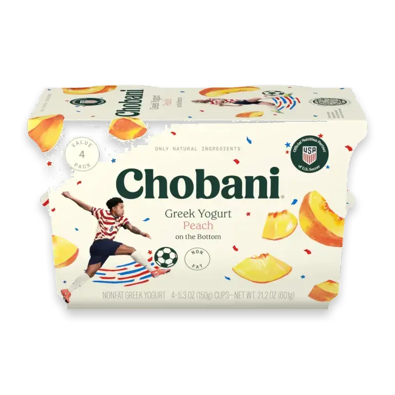 Non-Fat Peach on the Bottom Greek Yogurt 5.3oz 4ct
