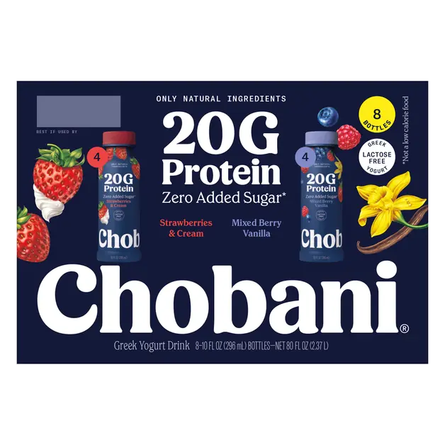 Strawberries & Cream Mixed Berry 20g Protein Yogurt Drink - 8 ct