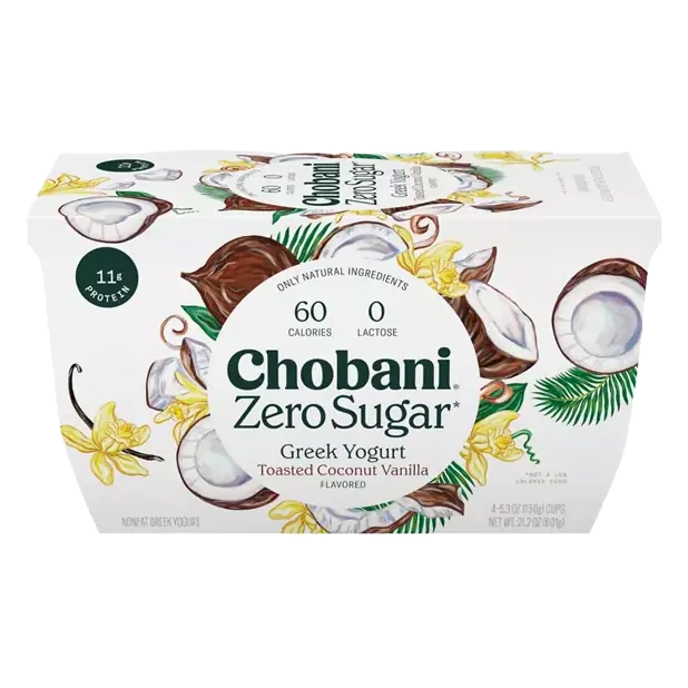 Yogurt, Greek, Nonfat, Zero Sugar, Toasted Coconut Vanilla Flavored