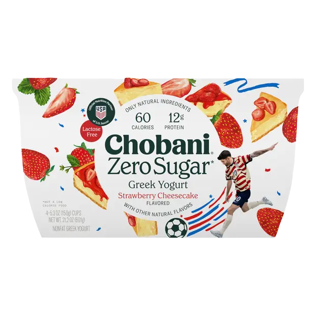 Zero Sugar Non Fat Strawberry Cheesecake Greek Yogurt Cups - 4 ct