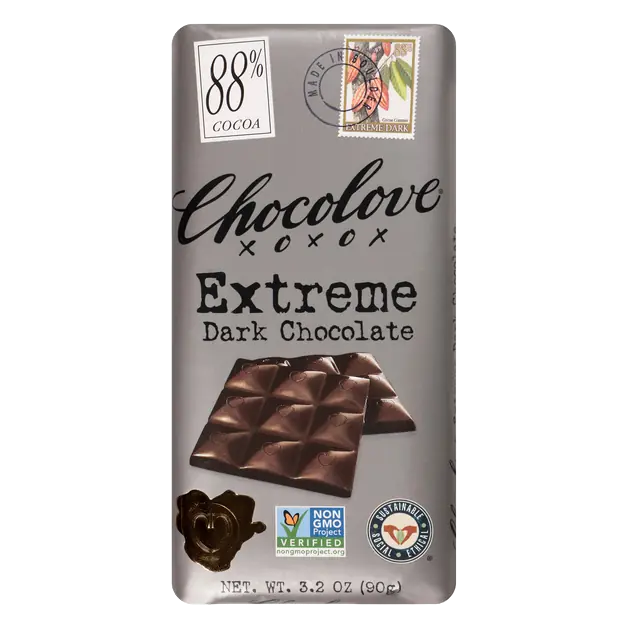 Gluten & Dairy Free Extreme Dark Chocolate Candy Bar 88% Cocoa