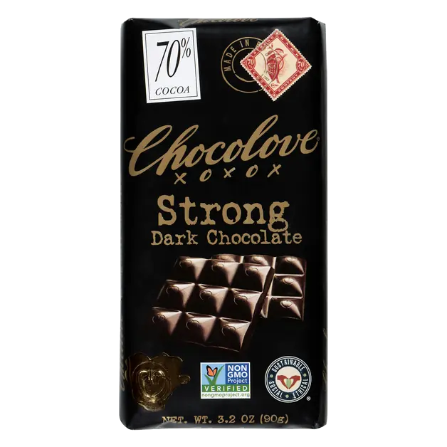 Gluten & Dairy Free Strong Dark Chocolate Candy Bar 70% Cocoa