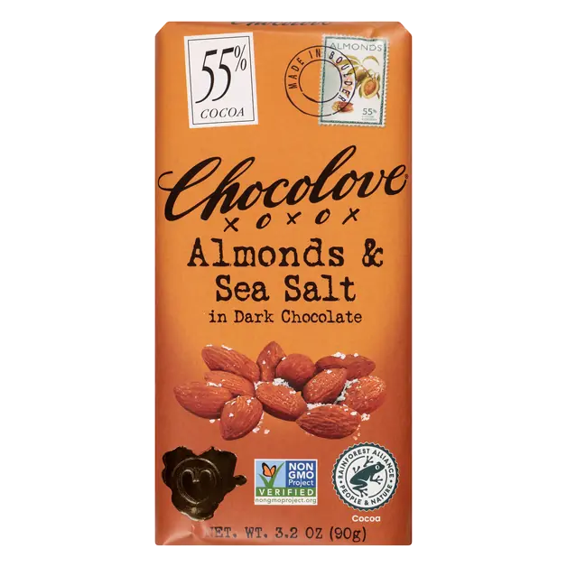 Gluten Free Almonds/Sea Salt Dark Chocolate Candy Bar 55% Cocoa