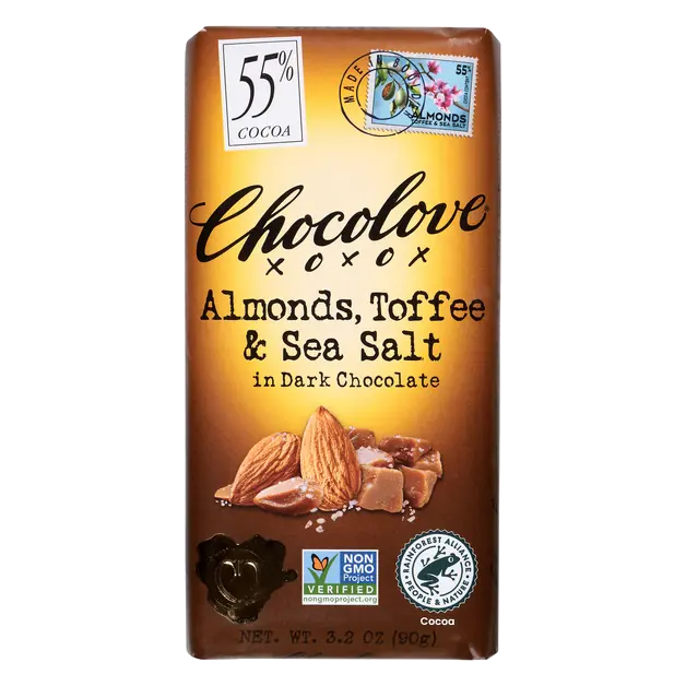 Gluten Free Almonds Toffee & Sea Salt Dark Chocolate Candy Bar