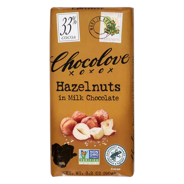 Gluten Free Hazelnuts Milk Chocolate Candy Bar 33% Cocoa