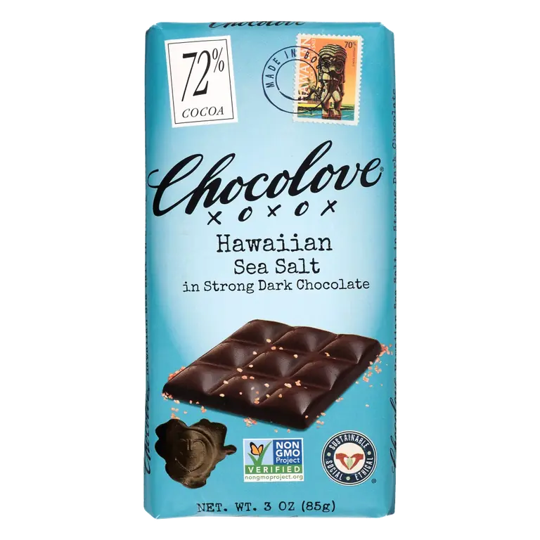 Hawaiian Sea Salt in 70% Cocoa Strong Dark Chocolate