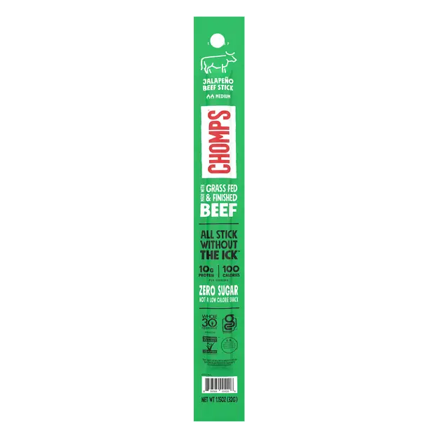 Zero Sugar Medium Jalapeno 9g Protein Grass-fed Beef Meat Stick
