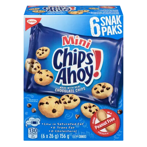 Mini Chips Ahoy! Peanut-Free Cookies Mini Snack Pack 6 x 26 g