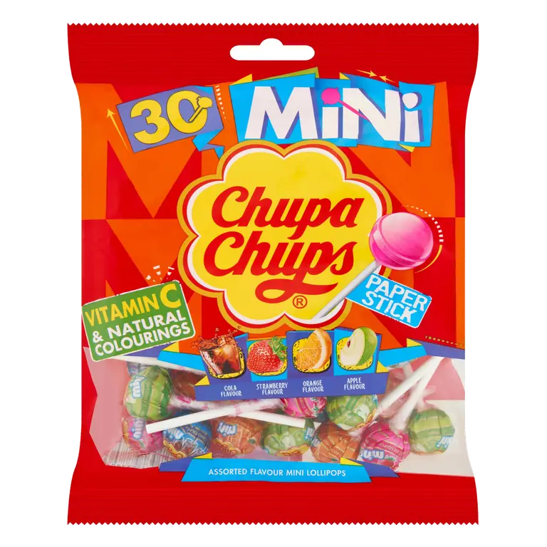 Chupa Chups Paper Stick 30 Assorted Flavour Mini Lollipops 180g