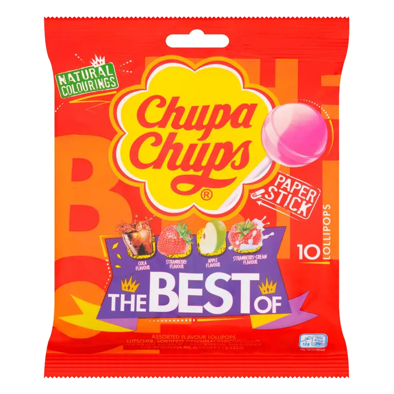 Chupa Chups The Best of 10 Assorted Flavour Lollipops 120g