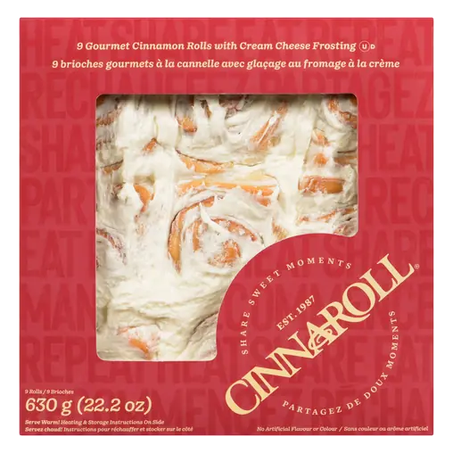 Baker Boy Frozen Cinnamon Roll Cream Cheese Frosting 9 Pack 630 g