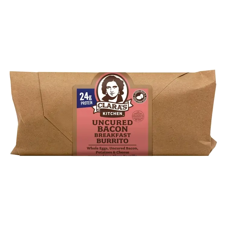 Clara's Kitchen Uncured Bacon Breakfast Burrito, 8oz