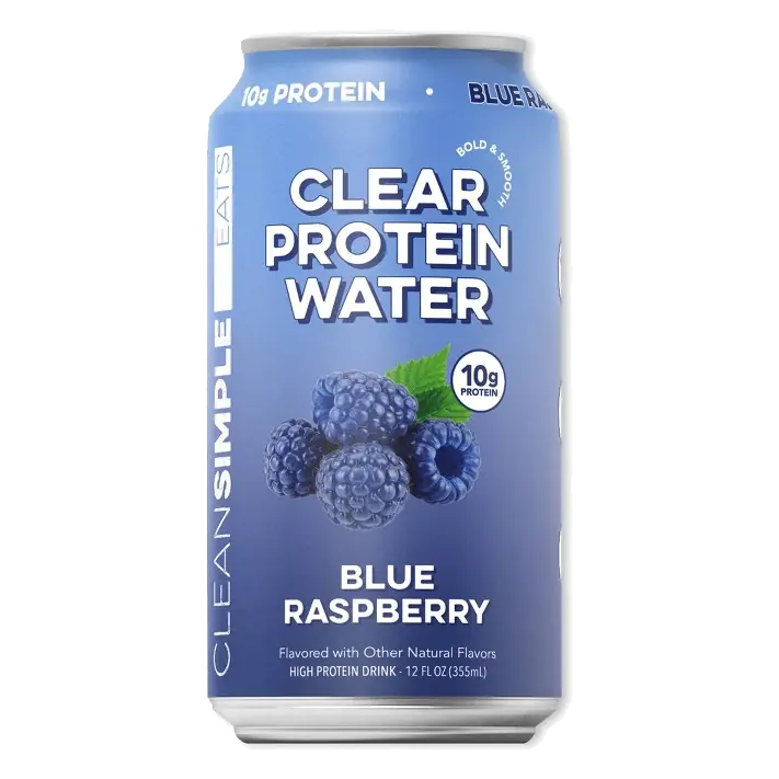 Clean Simple Eats Clear 10g Protein Water Blue Raspberry, 12 fl oz Can