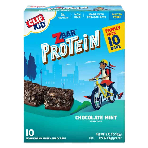 CLIF KID Zbar Organic Chocolate Mint 5g Protein Snack Bars - 10 ct
