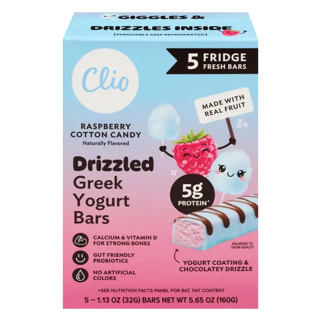 Drizzled Raspberry Cotton Candy Greek Yogurt Bars - 5 ct Refrigerated