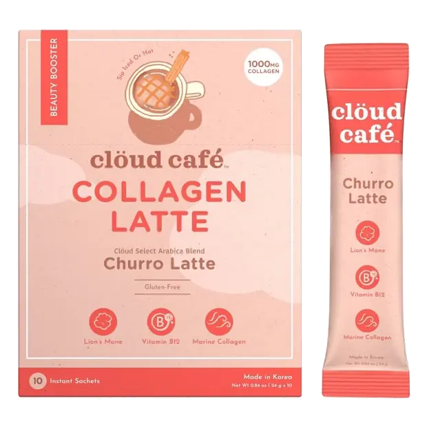 Cloud Cafe Churro Latte with Marine Collagen Instant Coffee, 8oz: Arabica Beans, Gluten-Free