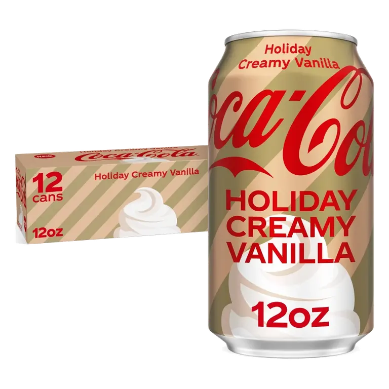 Coca-Cola Holiday Creamy Vanilla Soda, 12pk/12 fl oz Cans: Caffeinated