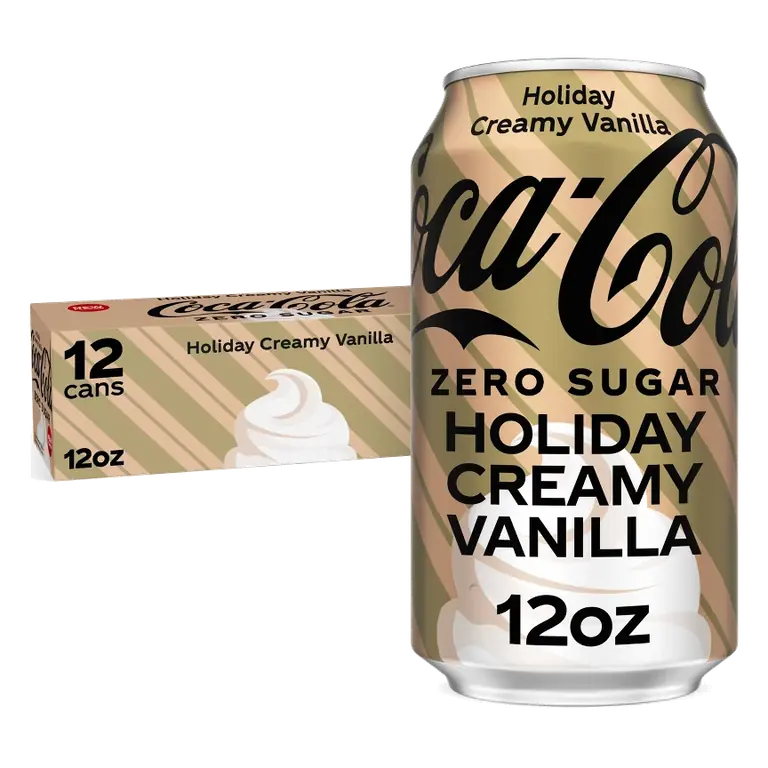 Coca-Cola Zero Sugar Holiday Creamy Vanilla Soda, 12pk/12 fl oz cans: Sugar-Free