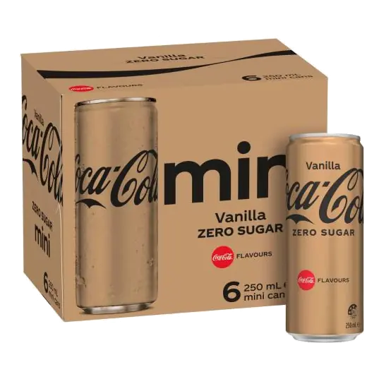 Zero Sugar Vanilla Soft Drink Multipack Mini Cans 250ml