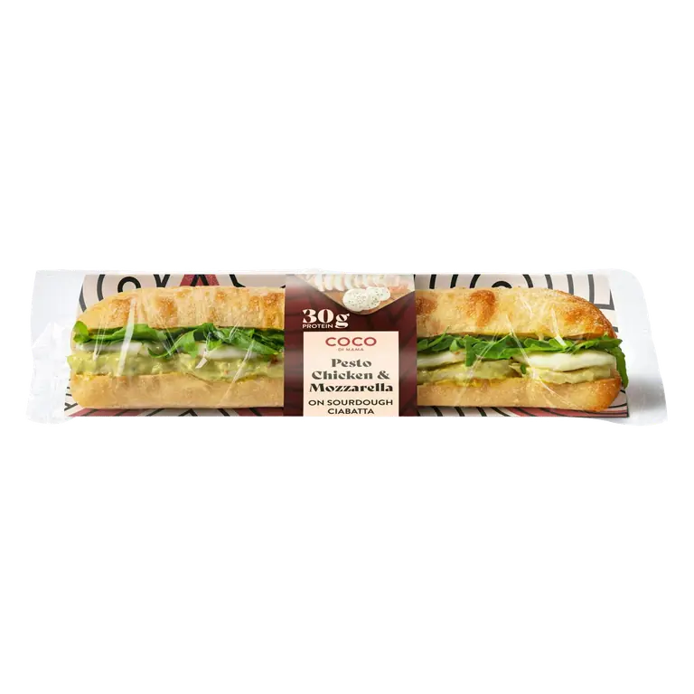 Pesto Chicken & Mozzarella on Sourdough Ciabatta