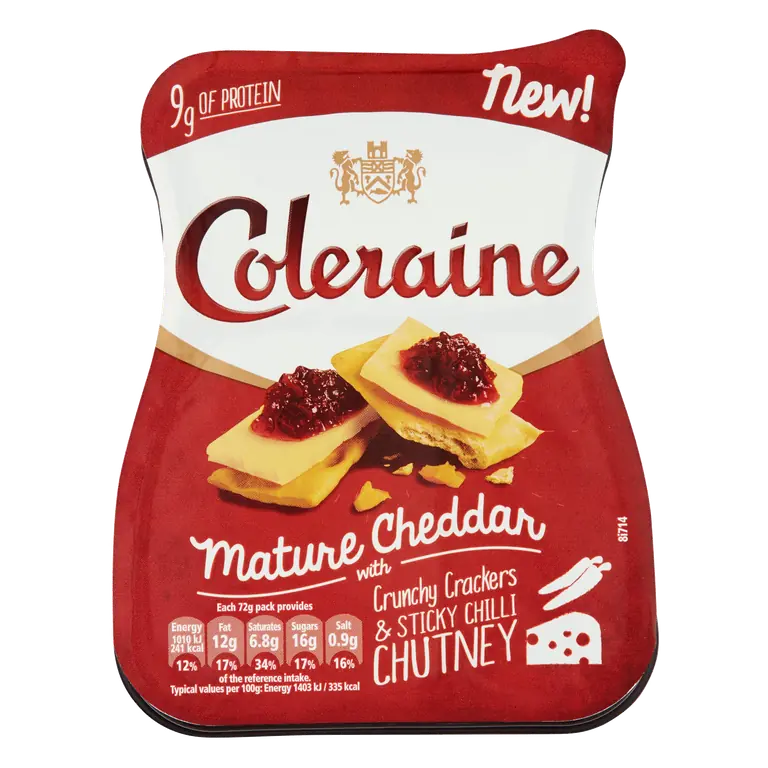 Coleraine Mature Cheddar with Crunchy Crackers & Sticky Chilli Chutney 72g