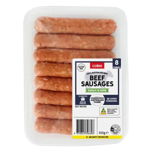 Beef Garlic & Herb Sausages