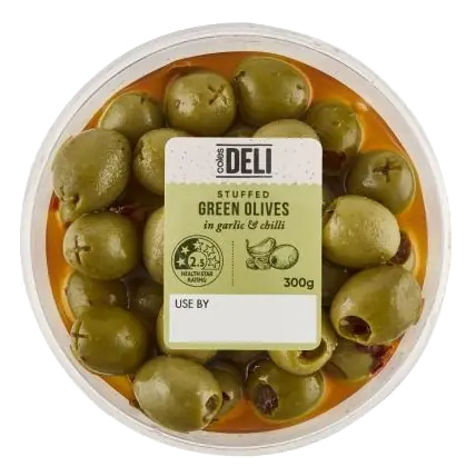 Stuffed Green Olives In Garlic & Chilli