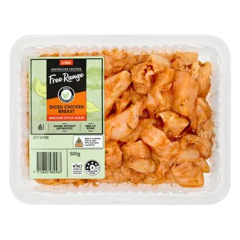 Free Range RSPCA Approved Chicken Diced Mexican Style
