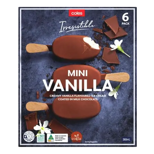 Irresistible Mini Vanilla Ice Cream Sticks 6 Pack