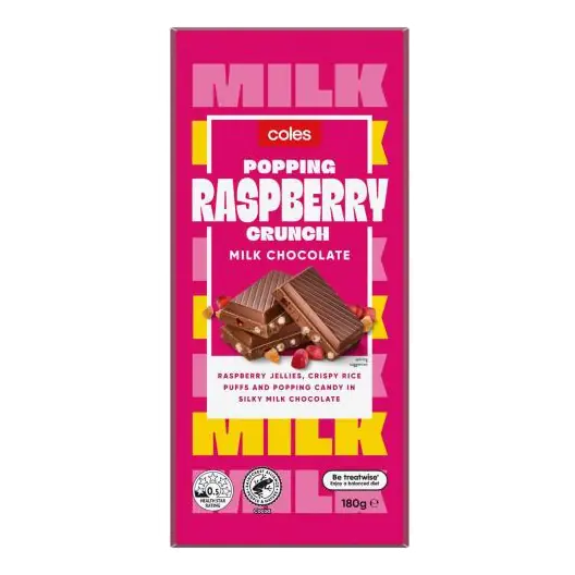 Milk Chocolate Raspberry Popping Crunch Block