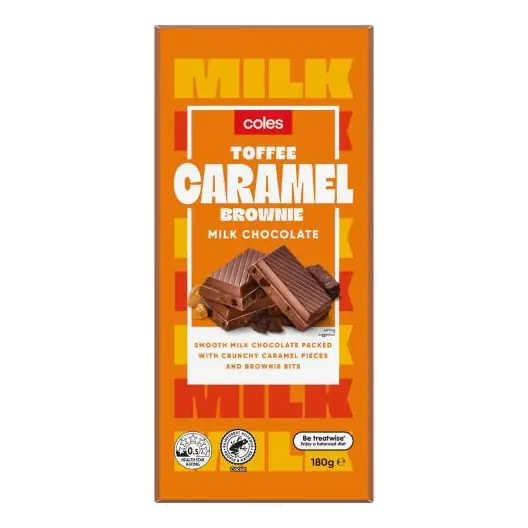 Milk Chocolate Toffee Caramel Brownie Block