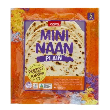 Mini Toasty Plain Naan 5 Pack