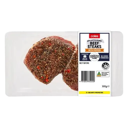No Added Hormone Peppered Beef Steaks