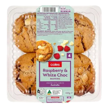 Raspberry And White Choc Muffin 4 Pack
