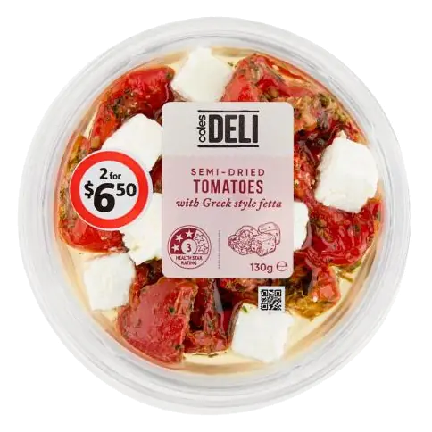 Semi Dried Tomatoes With Cows Milk Greek Fetta