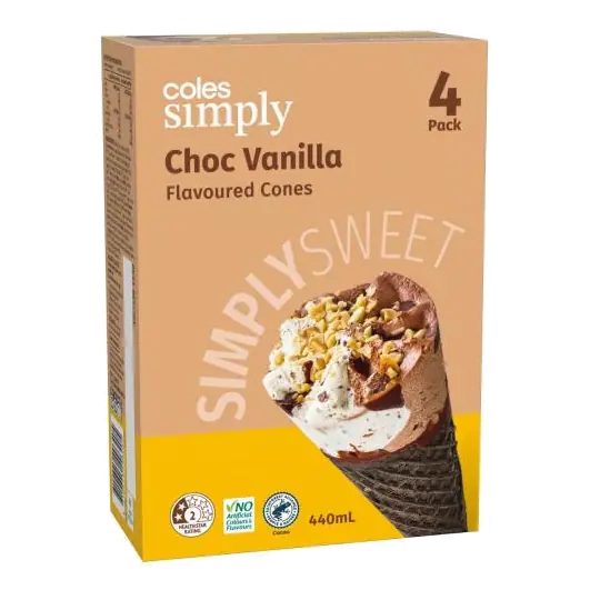 Choc Vanilla Flavoured Cones 4 Pack