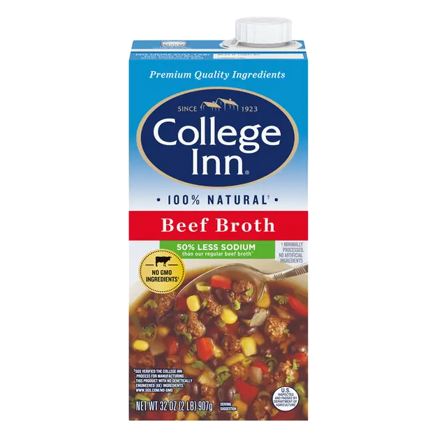 100% Natural 50% Less Sodium Beef Broth