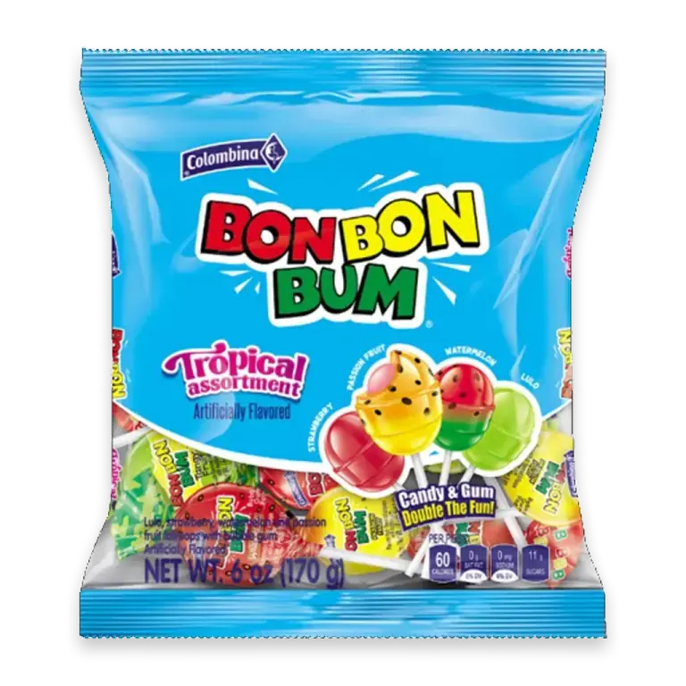 Colombiana BonBonBum Tropical Assortment Lollipops