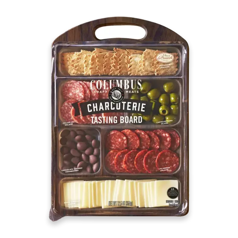 Sliced Meat with Cheese and Crackers Charcuterie Tasting Board