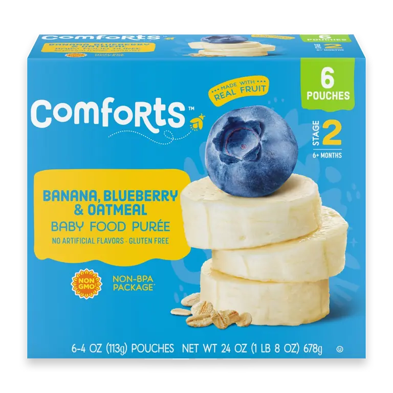 Banana Blueberry Oatmeal Baby Food Pouches