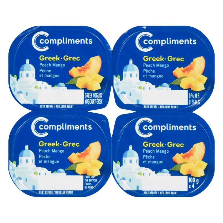 0% Greek Yogurt Peach Mango 4 x 100 g