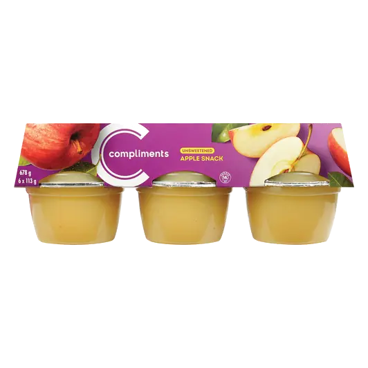 Compliments Apple Snack Cups Unsweetened 6 x 113 g