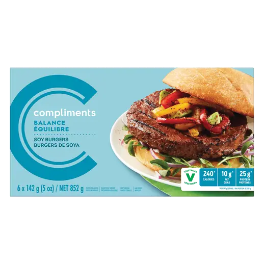 Balance Plant-Based Frozen Soy Burgers 6 Patties 852 g