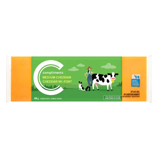 Block Cheese Medium Cheddar 400 g