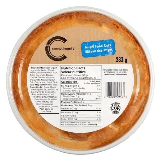 Angel Food Cake 283 g (frozen)