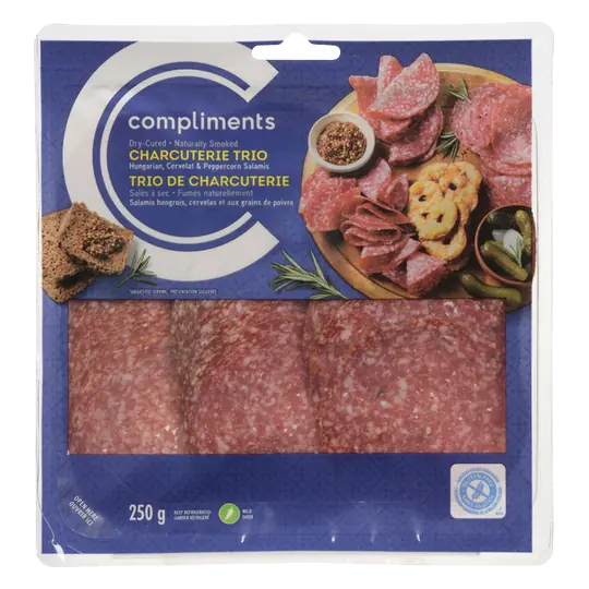 Dry Cured & Naturally Smoked Charcuterie Trio Hungarian, Cervelat & Peppercorn 250 g